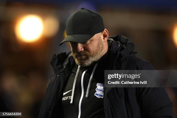 Wayne Rooney, Manager of Birmingham City, looks dejected during the Sky Bet Championship match between Birmingham City and Hull City at St Andrews on...