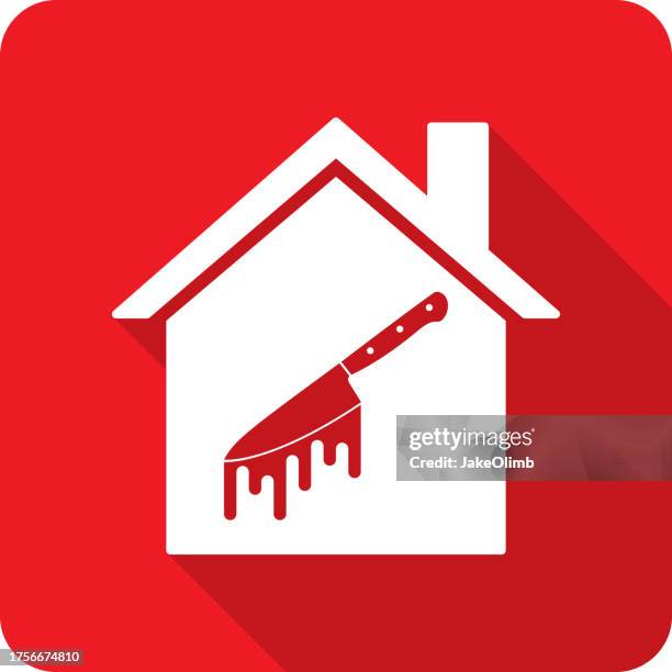 house bloody knife icon silhouette - stabbing stock illustrations