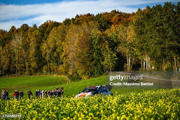 Kalle Rovanpera of Finland and Jonne Halttunen of Finland compete with their Toyota Gazoo Racing WRT Toyota GR Yaris Rally1 during Day One of the FIA...