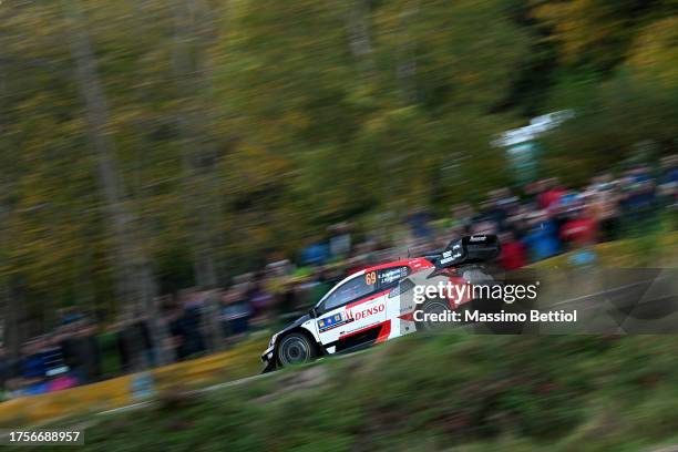 Kalle Rovanpera of Finland and Jonne Halttunen of Finland compete with their Toyota Gazoo Racing WRT Toyota GR Yaris Rally1 during Day One of the FIA...