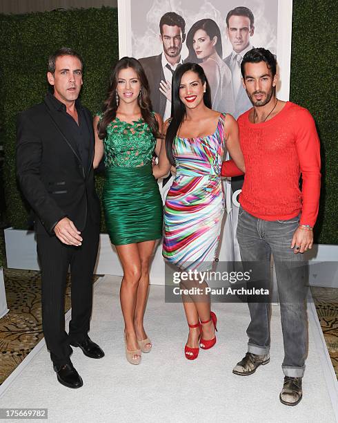 Actors Carlos Ponce, Ximena Duque, Gaby Espino and Aaron Diaz attend the Telemundo press annoucement for "Santa Diabla" at the Regent Beverly...