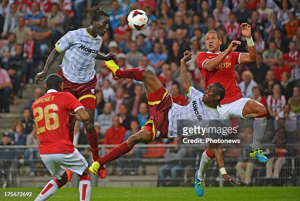 Mbaye Leye of SV Zulte Waregem - Habib Habibou of SV Zulte Waregem during the UEFA Champions League Third qualifying round match, first leg between...