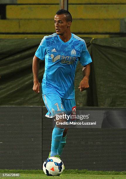 Foued Kadir of Olympique de Marseille in action during the pre-season friendly match between Parma FC and Olympique de Marseille at Stadio Ennio...