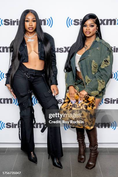 And Yung Miami of City Girls visit SiriusXM Studios on October 25, 2023 in New York City.