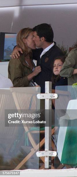 Marta Ortega, daughter of Zara's owner Amancio Ortega, and her husband Sergio Alvarez Moya attend CSI Casas Novas Horse Jumping Competition 2013 near...