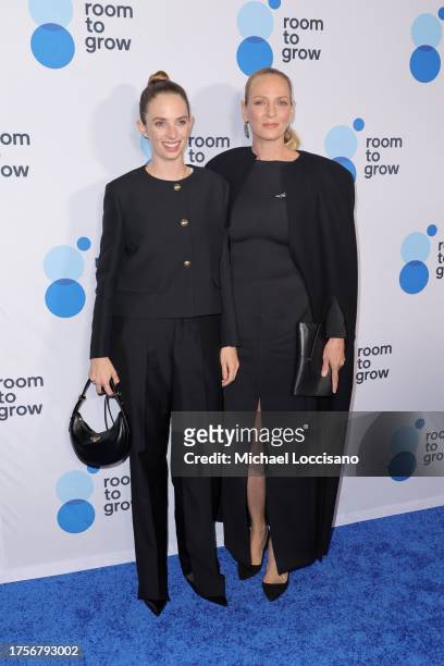 Maya Hawke and Uma Thurman attend Room To Grow 25th Anniversary gala at The Ziegfeld Ballroom on October 25, 2023 in New York City.