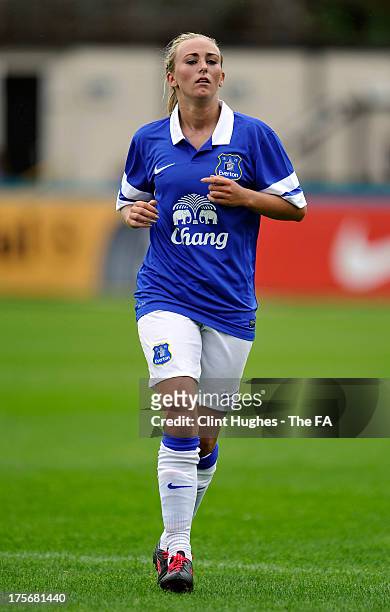 Toni Duggan of Everton Ladies FC during the FA WSL match between Everton Ladies FC and Bristol Academy Women's FC at the Arriva Stadium on July 4,...