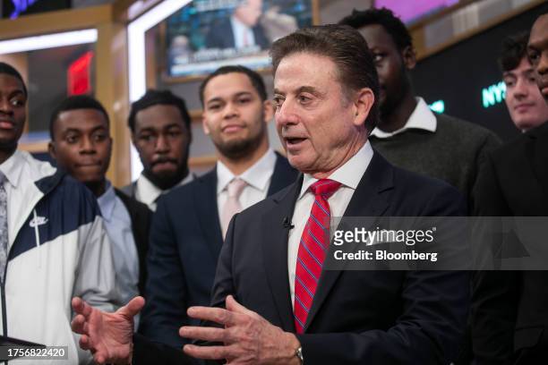Rick Pitino, head coach of the St. John's Red Storm basketball team, during an interview at the New York Stock Exchange in New York, US, on Tuesday,...