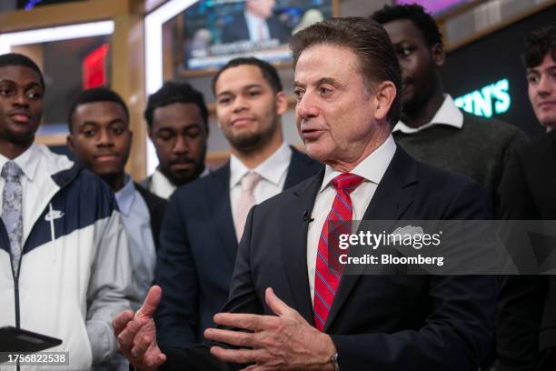 Rick Pitino, head coach of the St. John's Red Storm basketball team, during an interview at the New York Stock Exchange in New York, US, on Tuesday,...