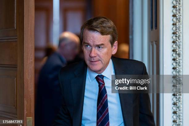 Sen. Michael Bennet, D-Colo., leaves the Senate Democrats' lunch in the Capitol on Tuesday, October 31, 2023.