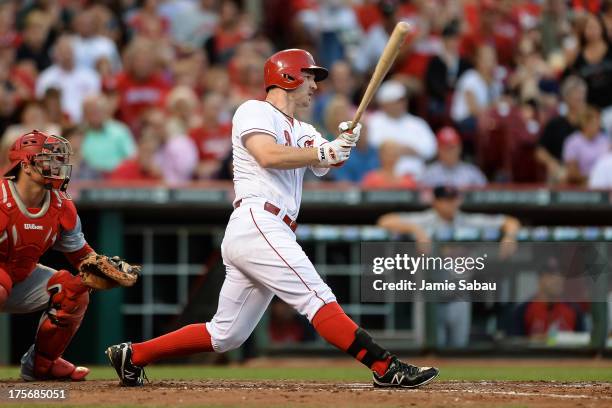 Jack Hannahan of the Cincinnati Reds bats against the St. Louis Cardinals at Great American Ball Park on August 3, 2013 in Cincinnati, Ohio.