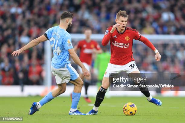 Scott McTominay of Manchester United battles with Josko Gvardiol of Manchester City during the Premier League match between Manchester United and...