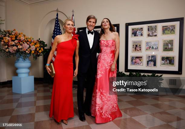 John Kerry, United States Special Presidential Envoy for Climate and his daughter Alexandra Vanessa and wife arrive for a state dinner at the White...