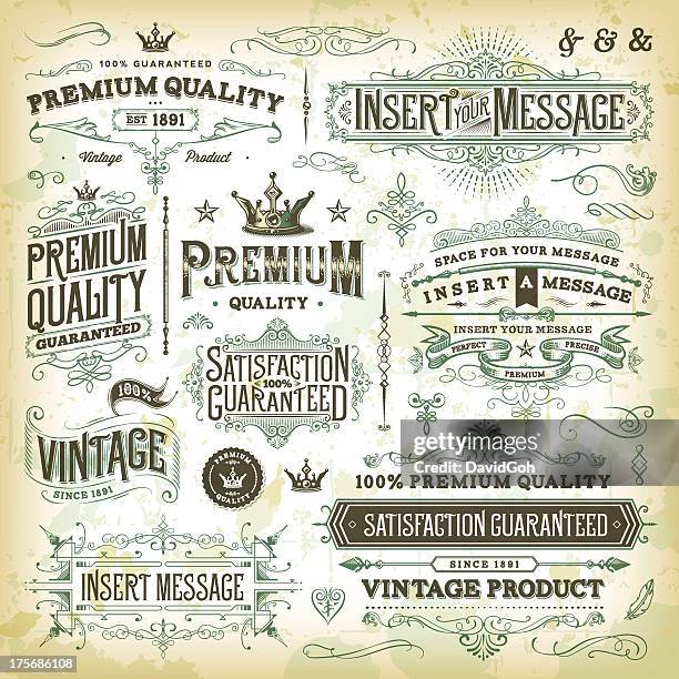 ornate vintage elements - rustic sign stock illustrations