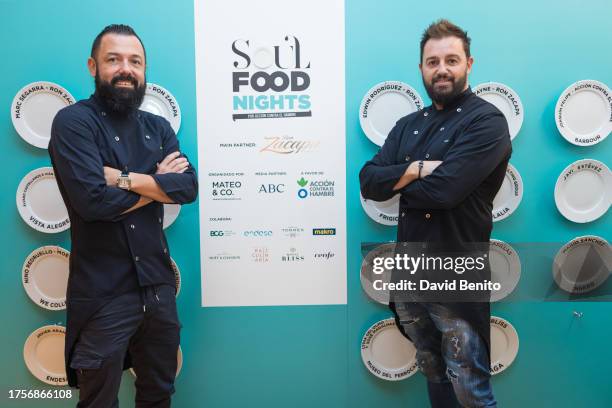 Alvaro Castellanos and Ivan Morales attends "Soul Food Nights" at Semilla Espacio Creativo on October 25, 2023 in Madrid, Spain.