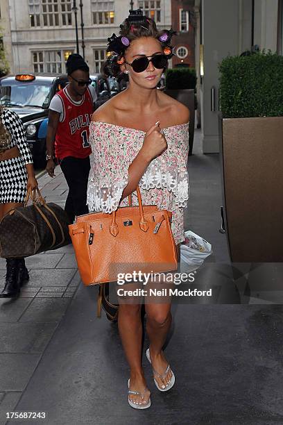 Charlotte Dawson seen arriving at a London Hotel to start celebrating Chelsee Healey's 25th Birthday on August 6, 2013 in London, England.