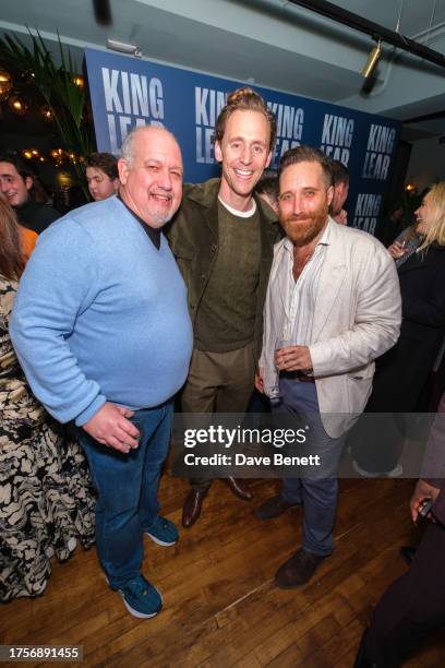 Guest, Tom Hiddleston and Joseph Kloska attend the press night after party for "William Shakespeare's King Lear", directed and played by Kenneth...