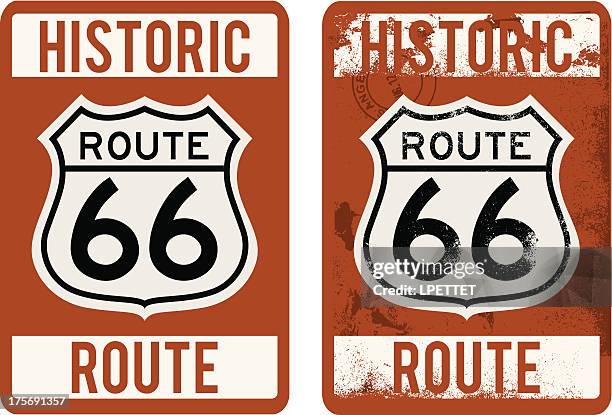 illustrations, cliparts, dessins animés et icônes de signe de l'historique route 66 - route 66
