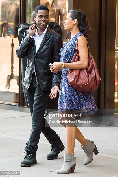 Actors Chris Rock and Rosario Dawson seen on the set of 'The Untitled Chis Rock Project' on August 6, 2013 in New York City.