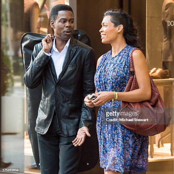 Actors Chris Rock and Rosario Dawson seen on the set of 'The Untitled Chis Rock Project' on August 6, 2013 in New York City.