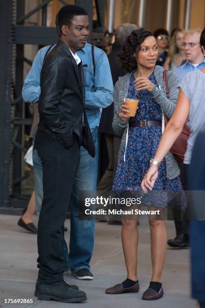 Actors Chris Rock and Rosario Dawson seen on the set of 'The Untitled Chis Rock Project' on August 6, 2013 in New York City.