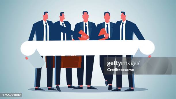 annual events, discussion of work project plans, team meeting discussions and project analysis, business team members get together to discuss and analyze project documents or check project progress - manager explaining stock illustrations