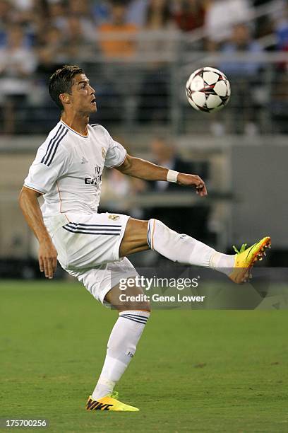 International Champions Cup: Real Madrid Cristiano Ronaldo in action during match vs Los Angeles Galaxy at University of Phoenix Stadium. Glendale,...