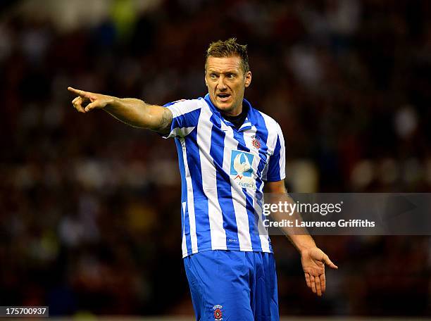 Steve Howard of Hartlepool United in action during the Capital One Cup First Round match between Nottingham Forest and Hartlepool United at City...