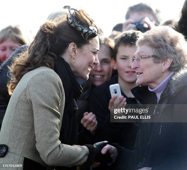 Kate Middleton , the fiancee of Britain's Prince William meets the public during a naming Ceremony and Service of Dedication for the Royal National...
