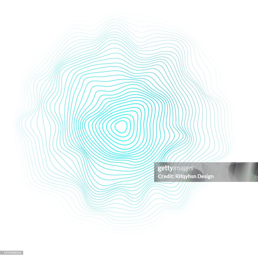 Modern futuristic science and technology of soundwave design. Abstract circle lines wave colorful purple and blue gradient isolated on white transparent background.