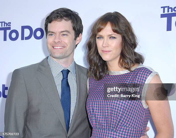 Actor Bill Hader and wife director/writer Maggie Carey arrive at the Los Angeles Premiere 'The To Do List' at the Regency Bruin Theatre on July 23,...
