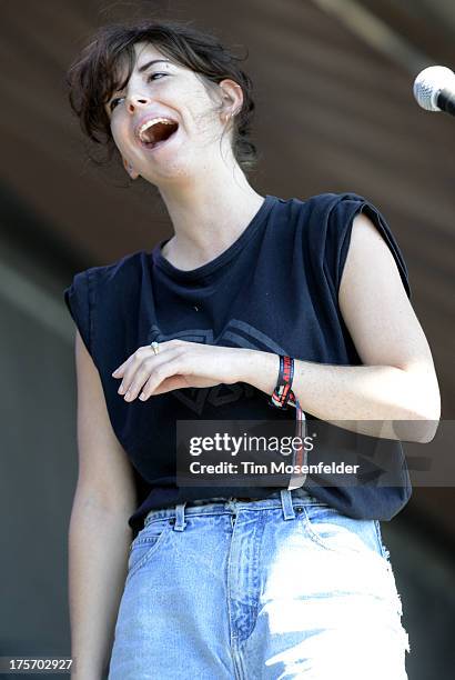 Faye O'Rourke of Little Green Cars performs at Lollapalooza 2013 at Grant Park on August 3, 2013 in Chicago, Illinois.