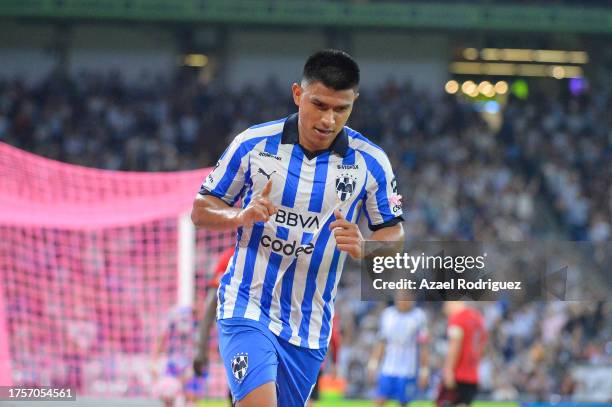 Jesús Gallardo of Monterrey celebrates after scoring the team's second goal during the 4th round match between Monterrey and Tijuana as part of the...