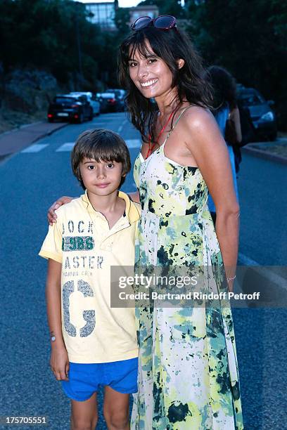 Actress Gabriela White and her son Mickael Sean attend Magician Eric Antoine's show, "Le mix sous les etoiles" on day 7 of the 29th Ramatuelle...