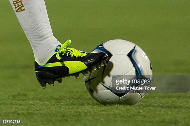 Detail of the ball and the football boots of Luis Garcia of Pumas during a match between Pumas and Leones Negros as part of the Copa MX at Olympic...