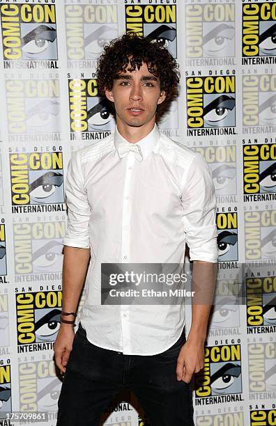 Actor Robert Sheehan attends "The Mortal Instruments: City of Bones" press line at the Hilton San Diego Bayfront Hotel on July 19, 2013 in San Diego,...