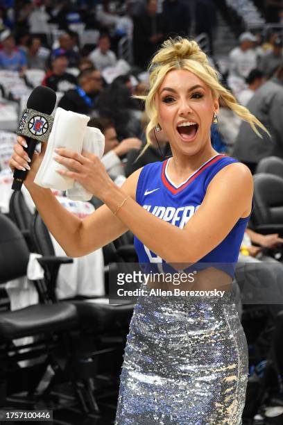 Hannah Cormier attends a basketball game between the Los Angeles Clippers and the Portland Trail Blazers at Crypto.com Arena on October 25, 2023 in...