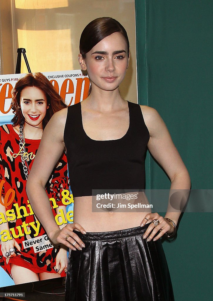 Lily Collins attends the Seventeen Magazine September Cover Issue