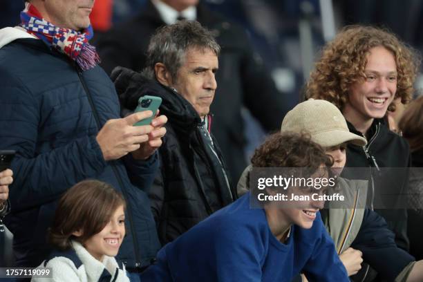 Julien Clerc attends the UEFA Champions League match between Paris Saint-Germain and AC Milan at Parc des Princes stadium on October 25, 2023 in...