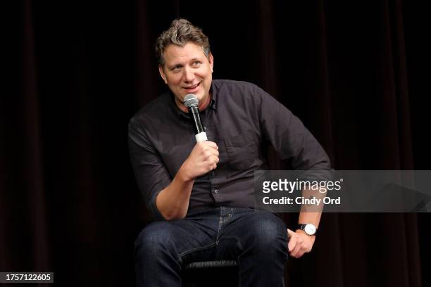 Jeff Nichols speaks onstage at "The Bikeriders" Q&A during the 26th SCAD Savannah Film Festival at Trustees Theater on October 25, 2023 in Savannah,...
