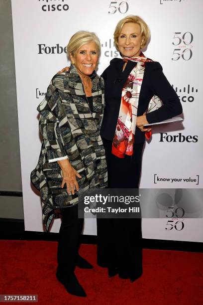 Suze Orman and Mika Brzezinski attend the Forbes x Know Your Value 50 Over 50 Celebration luncheon at Forbes on Fifth on October 25, 2023 in New York...