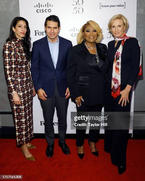 Huma Abedin, Cesar Conde, Patti LaBelle, and Mika Brzezinski attend the Forbes x Know Your Value 50 Over 50 Celebration luncheon at Forbes on Fifth...