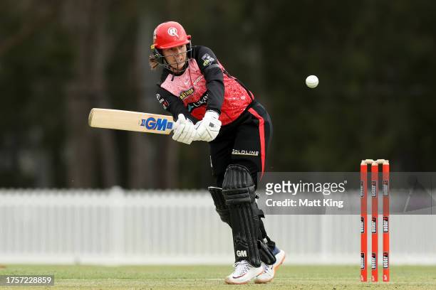 Georgia Wareham of the Renegades bats during the WBBL match between Sydney Thunder and Melbourne Renegades at Cricket Central, on October 26 in...