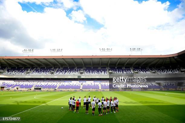 Team SV Zulte Waregem training in the Constant Vanden Stock stadium during a training session prior to the UEFA Champions League Third qualifying...