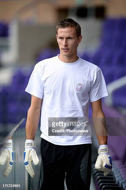 Goalkeeper Sammy Bossut of Zulte-Waregem pictured during a press conference & training session prior to the UEFA Champions League Third qualifying...