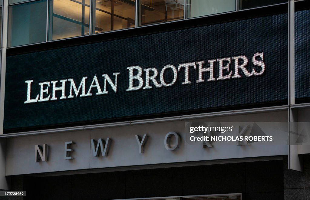 The sign for Lehman Brothers headquarters is seen in New York on