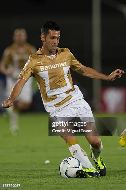 Luis Garcia of Pumas in action during a match between Pumas and Leones Negros as part of the Copa MX at Olympic stadium, on August 06, 2013 in Mexico...