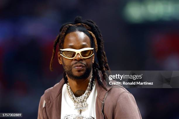 Chainz during a game between the Portland Trail Blazers and the LA Clippers at Crypto.com Arena on October 25, 2023 in Los Angeles, California. NOTE...