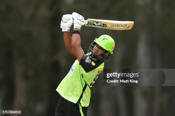 Chamara Athapaththu of the Thunder bats during the WBBL match between Sydney Thunder and Melbourne Renegades at Cricket Central, on October 26 in...