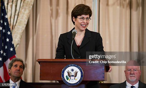 White House Office of Faith-based and Neighborhood Partnerships Director Melissa Rogers delivers remarks during an event to introduce Shaun Casey as...